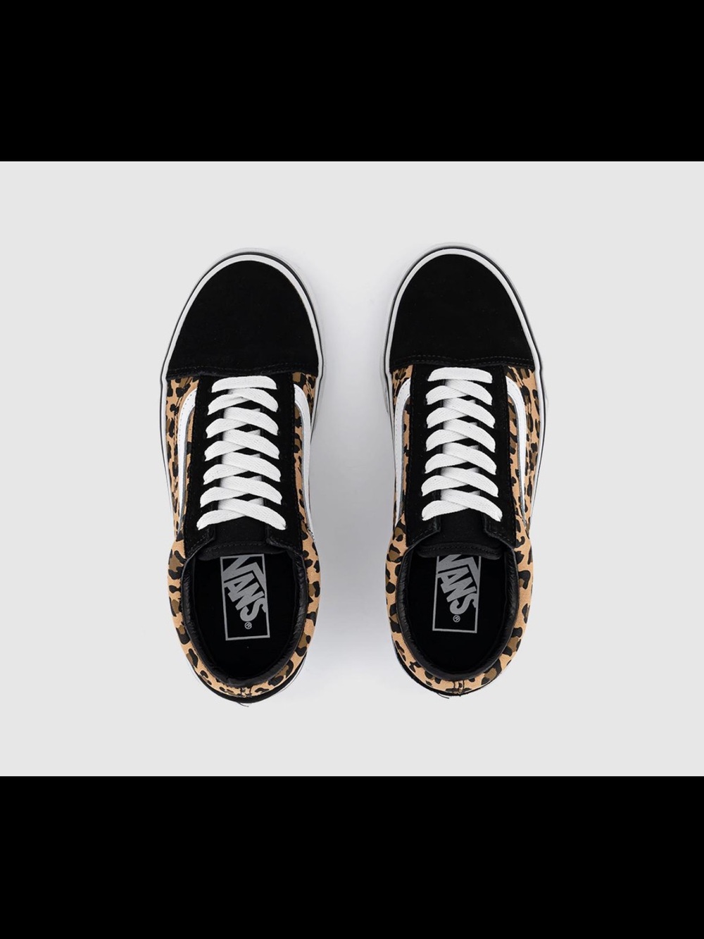 Vans Old Skool Leopard Print Sneakers in Black and Tan - Picture 5 of 7